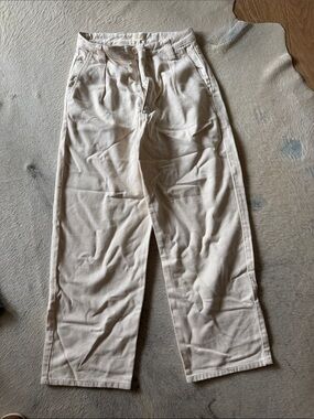 OZMA Cream High-Waist Wide-Leg Pants